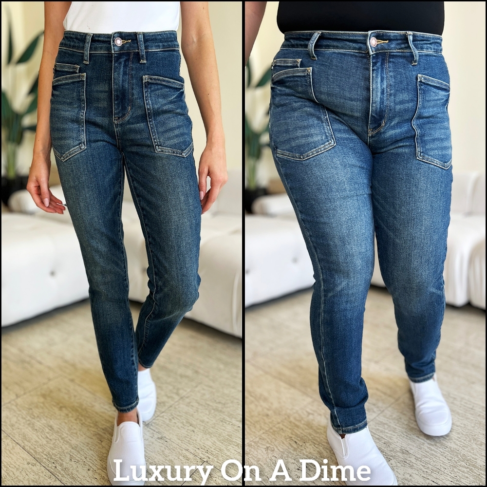 Judy Blue High Rise Dark Blue Stretch Jeans - Picture 16 of 16